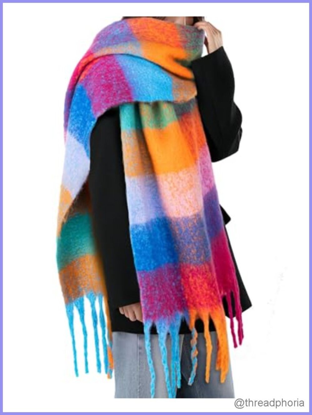Women's Chunky Winter Scarf Oversized Blanket Wrap Long Tassel